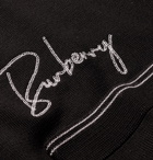 Burberry - Logo-Embroidered Contrast-Tipped Knitted Mulberry Silk Polo Shirt - Black