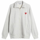 Comme des Garçons Play U Sweatshirt Red Emblem Knit in Top Grey