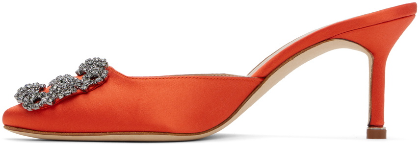 サンダル・ミュール Manolo Blahnik Orange satin Permu mules (PERMU2241693 DORA) Orange satin Permu mules – G&B