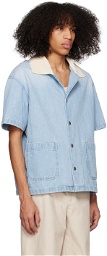 System Blue Spread Collar Denim Shirt