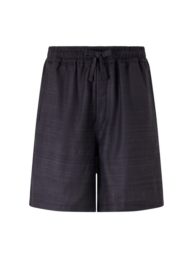 Photo: Saman Amel - Straight-Leg Silk Shorts - Black