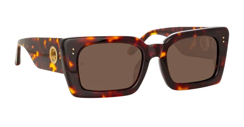 Linda Farrow Nieve Dark T-shell / Yellow Gold Sunglasses