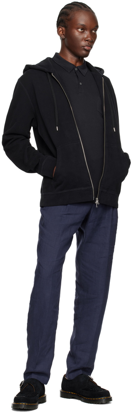 Sunspel Black Loopback Zip Hoodie