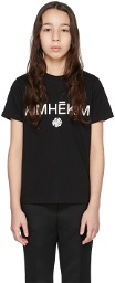 KIMHĒKIM Kids Black Logo Rose T-Shirt