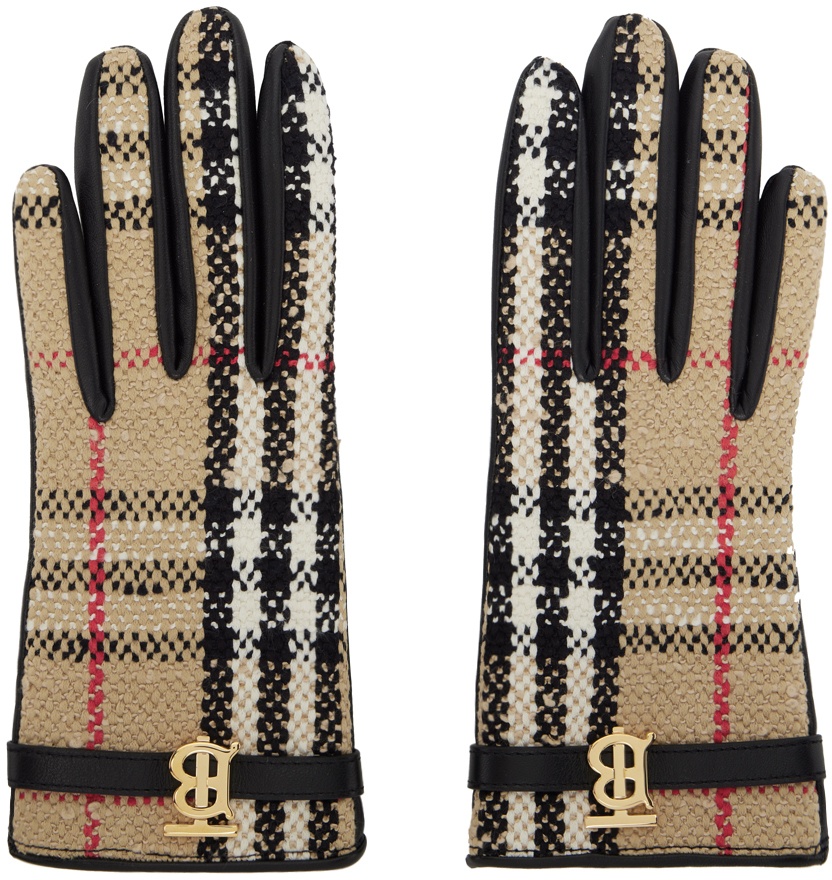 Photo: Burberry Black & Beige Vintage Check Gloves