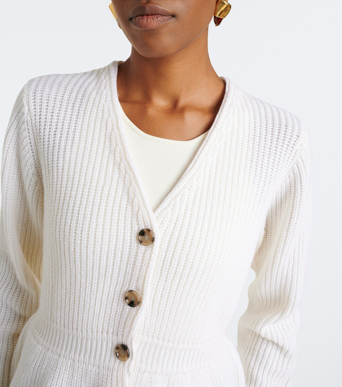 Jardin des Orangers Peplum wool and cashmere cardigan