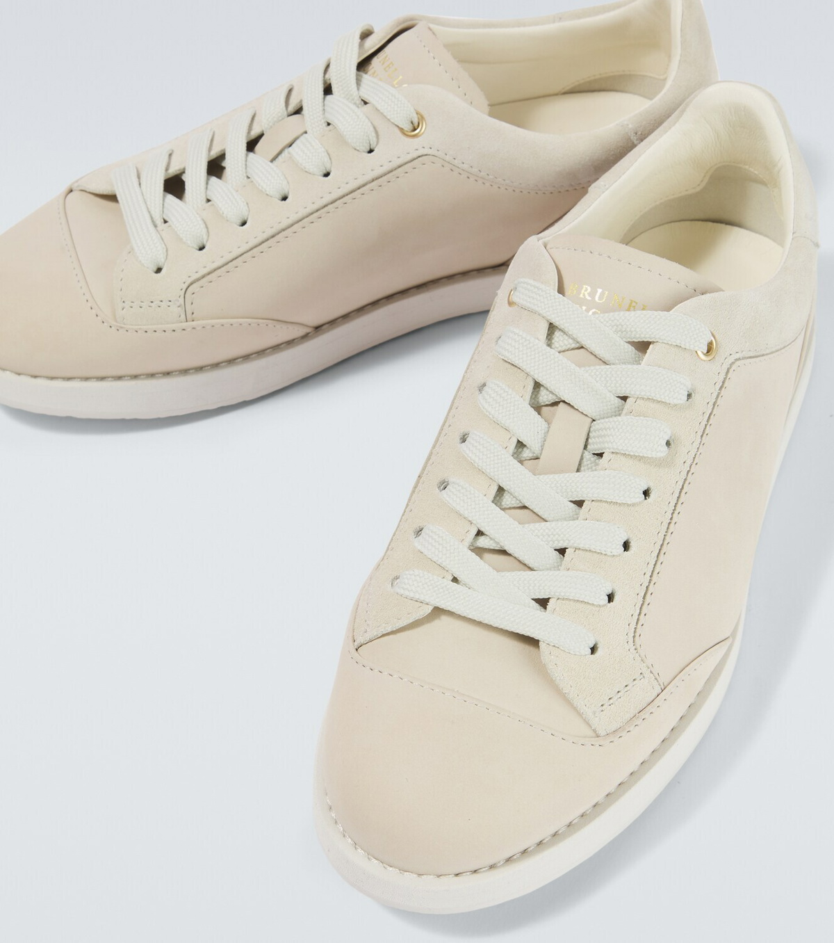 Brunello Cucinelli Suede-trimmed leather sneakers