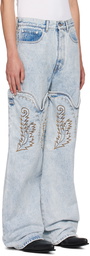 Y/Project SSENSE Exclusive Blue Maxi Cowboy Cuff Jeans