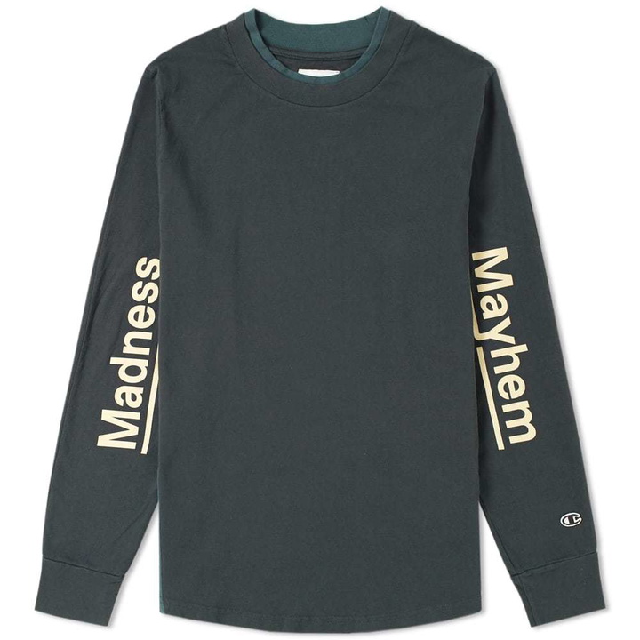 Photo: Champion x Wood Wood Long Sleeve Madness and Mayhem Tee Green