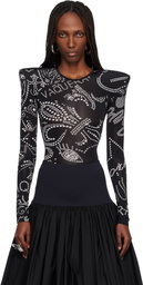 VAQUERA Black Shoulder Pad Bodysuit