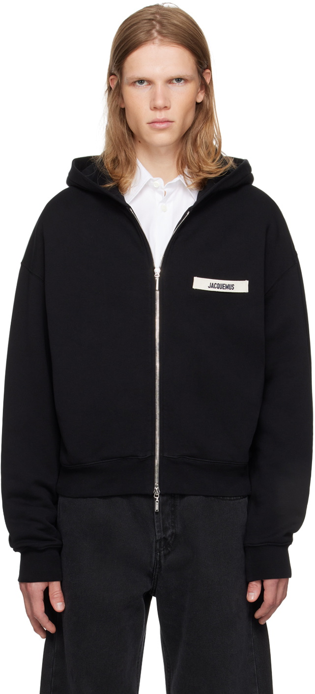 JACQUEMUS Black La Casa 'Le hoodie Gros Grain zippé' Hoodie Jacquemus