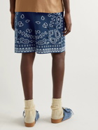 Alanui - Straight-Leg Bandana-Jacquard Cotton-Blend Drawstring Shorts - Blue