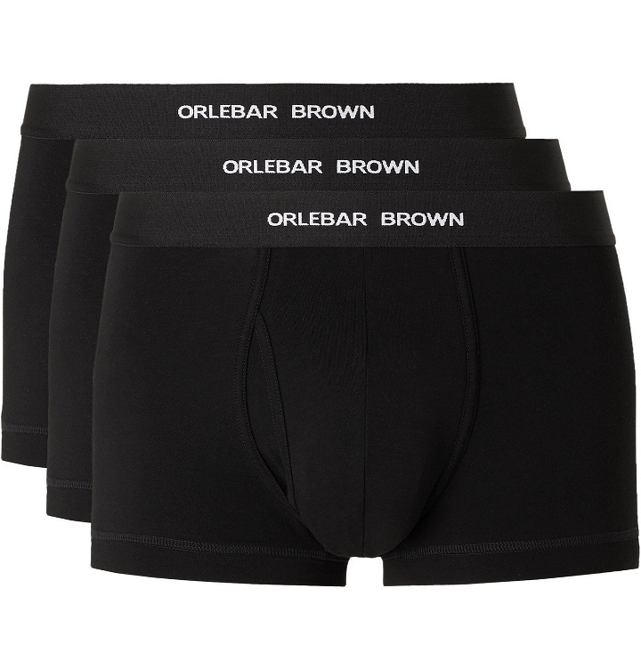 Photo: Orlebar Brown - Three-Pack Stretch-Cotton Boxer Briefs - Black