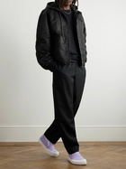 LOEWE - Leather-Trimmed Shell Hooded Bomber Jacket - Black