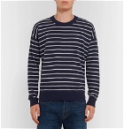 AMI - Oversized Striped Cotton Sweater - Men - Navy