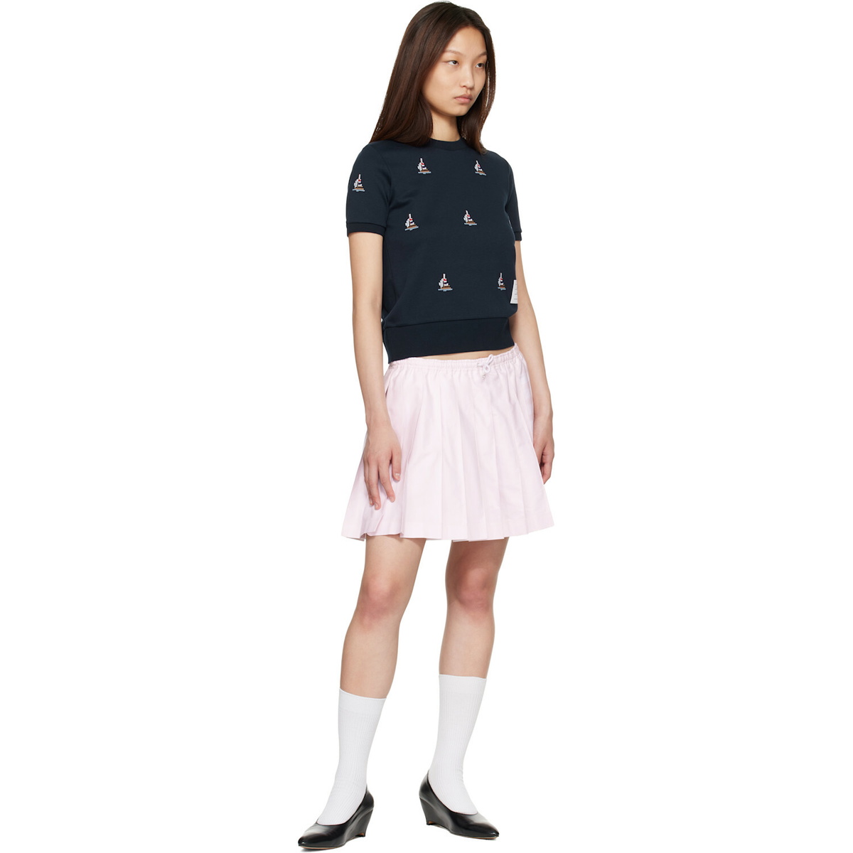 Thom Browne Navy Cotton Milano Sailboat Rib T-shirt
