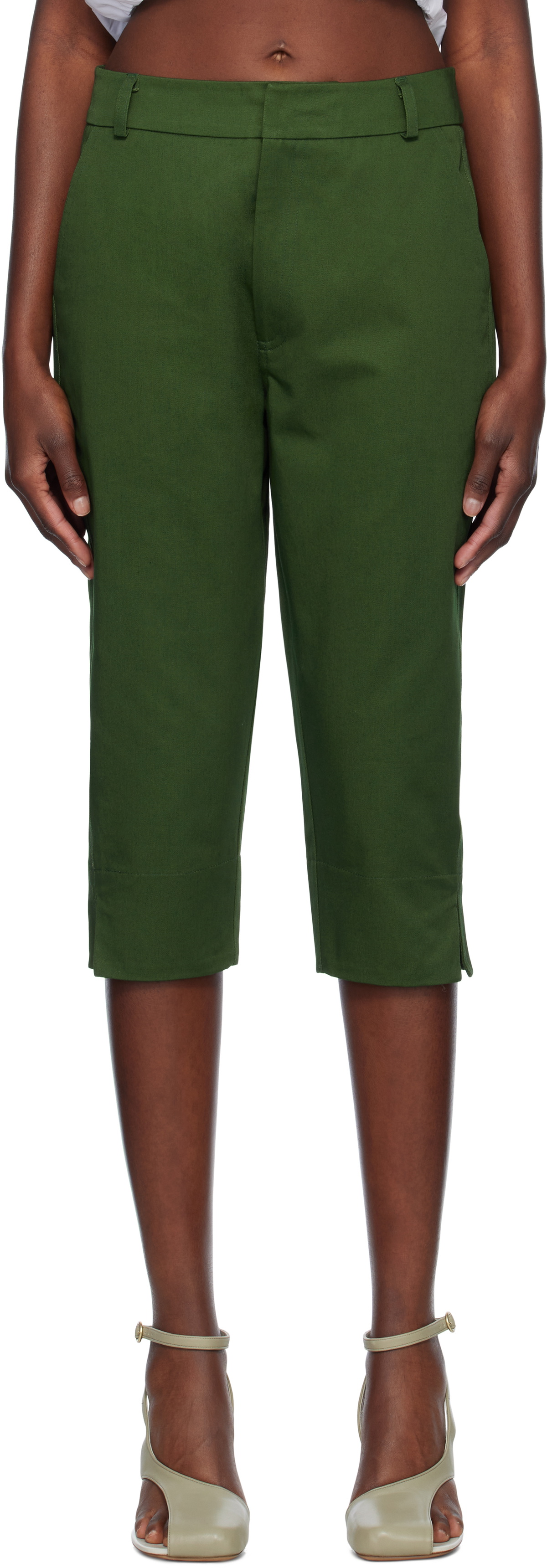 Renaissance Renaissance Green Sami Cropped Gabardine Trousers