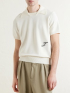 Jacquemus - Logo-Embroidered Knitted Cotton and Silk-Blend Polo Shirt - Neutrals