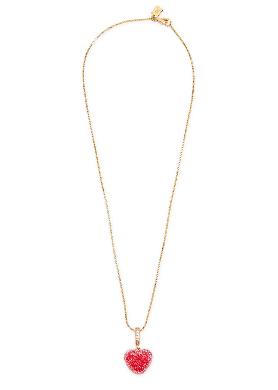Crystal Haze Jelly Heart 18kt Gold-plated Necklace - Red - One Size