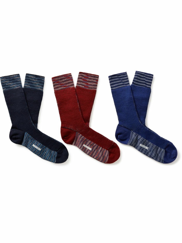 Photo: Missoni - Three-Pack Striped Ribbed Cotton Socks - Multi