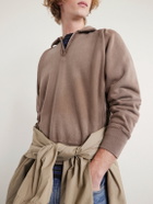 A.PRESSE - Half-Zip Cotton-Jersey Sweatshirt - Brown
