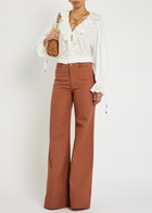 Chloe Flared-leg Canvas Trousers Light Brown
