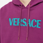 Versace Men's Logo Applique Popover Hoody in Plum