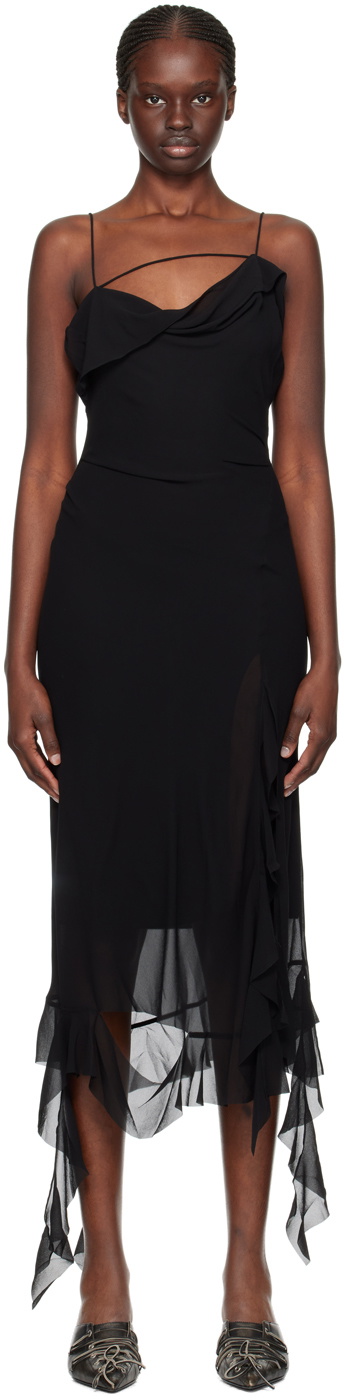 Acne Studios Black Ruffle Midi Dress Acne Studios