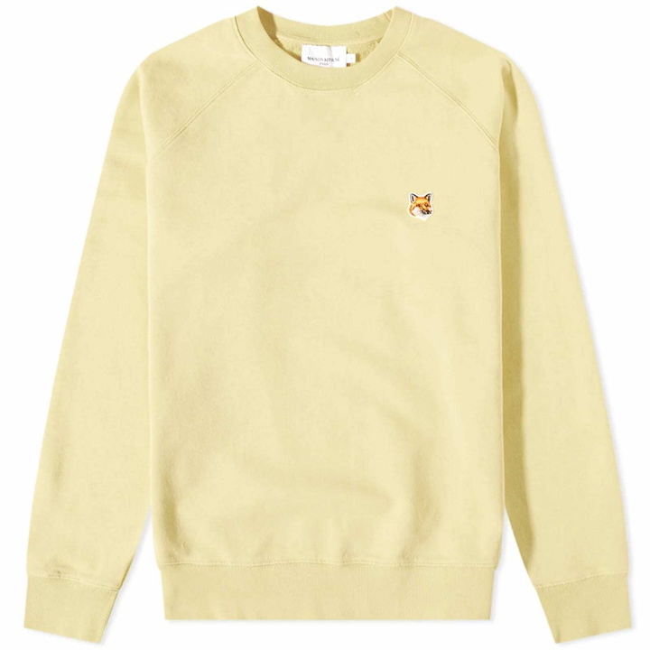 Photo: Maison Kitsuné Men's Fox Head Patch Adjusted Sweatshirt in Soft Yellow