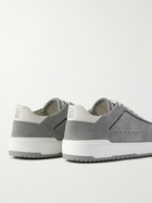 Brunello Cucinelli - Suede-Trimmed Leather Sneakers - Gray