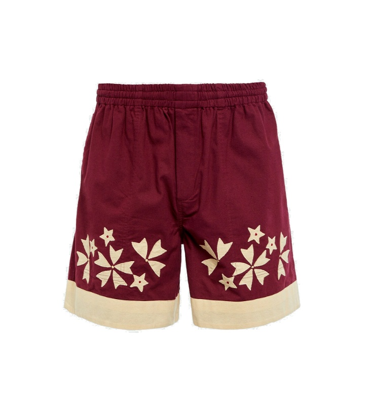Photo: Bode - Moonflower appliqué cotton shorts