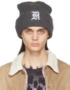 R13 Grey Oversized Embroidery Beanie