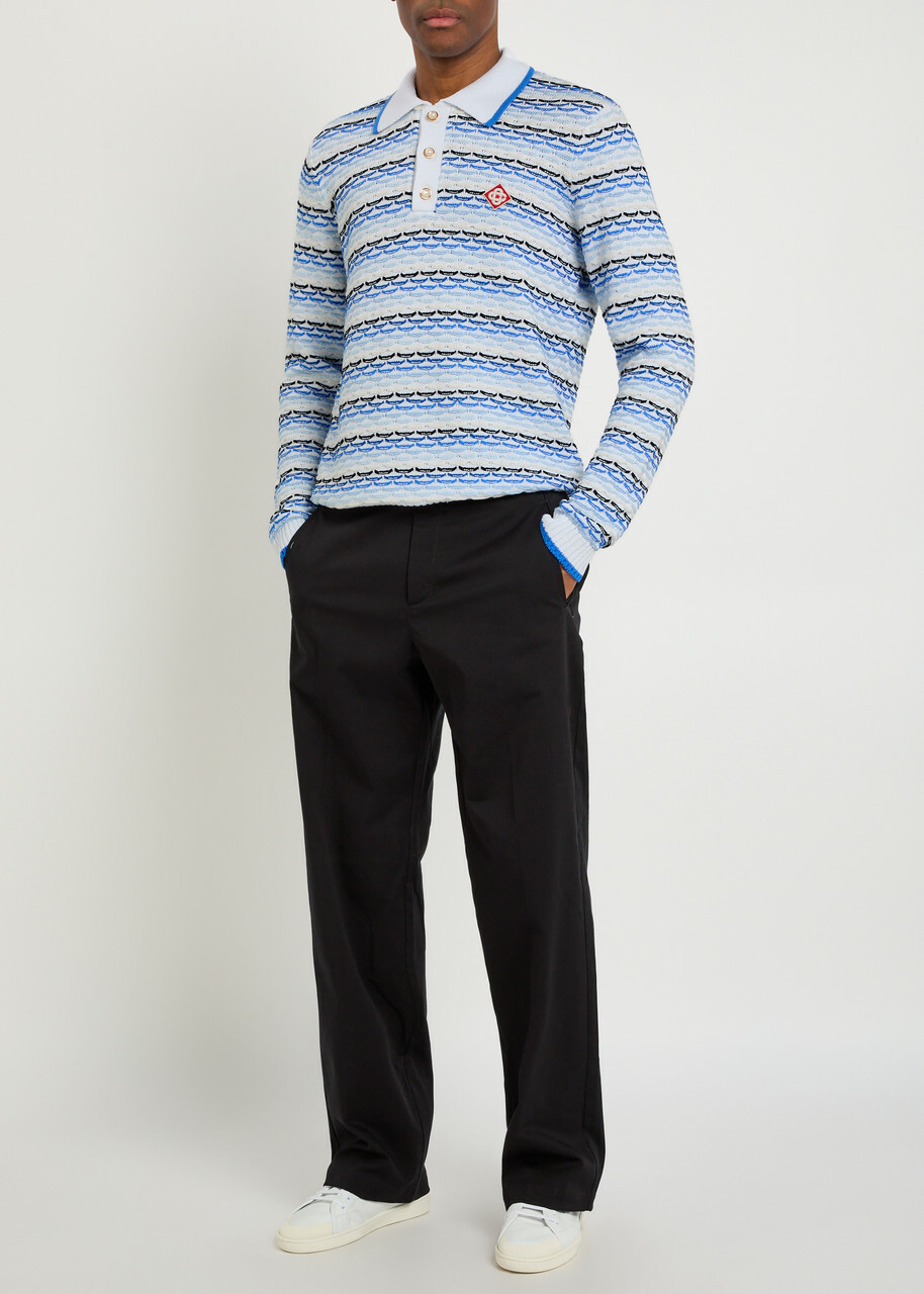 Casablanca Logo-appliquéd Patterned Cotton-knit Polo Jumper Multicoloured 1
