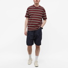 Beams Plus Men's Stripe Nep Pocket T-Shirt in Burgundy