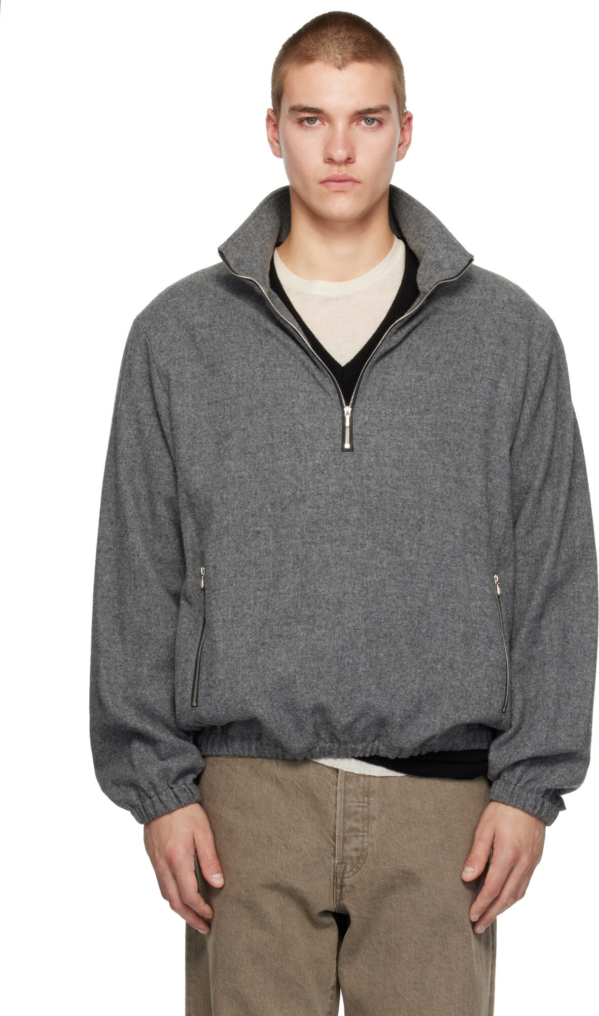 ssstein Gray Fleece Pullover Sweater