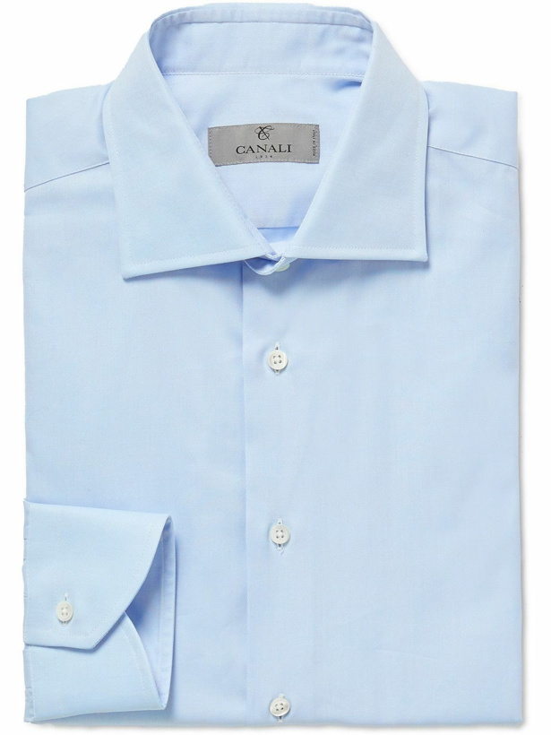 Photo: Canali - Cutaway-Collar Cotton-Twill Shirt - Blue