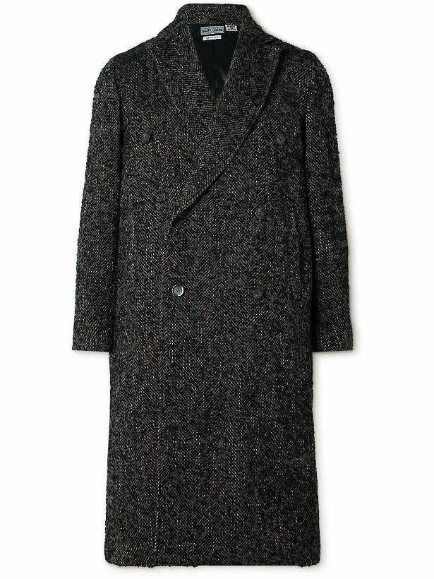 Photo: Blue Blue Japan - Double-Breasted Wool-Blend Tweed Coat - Black