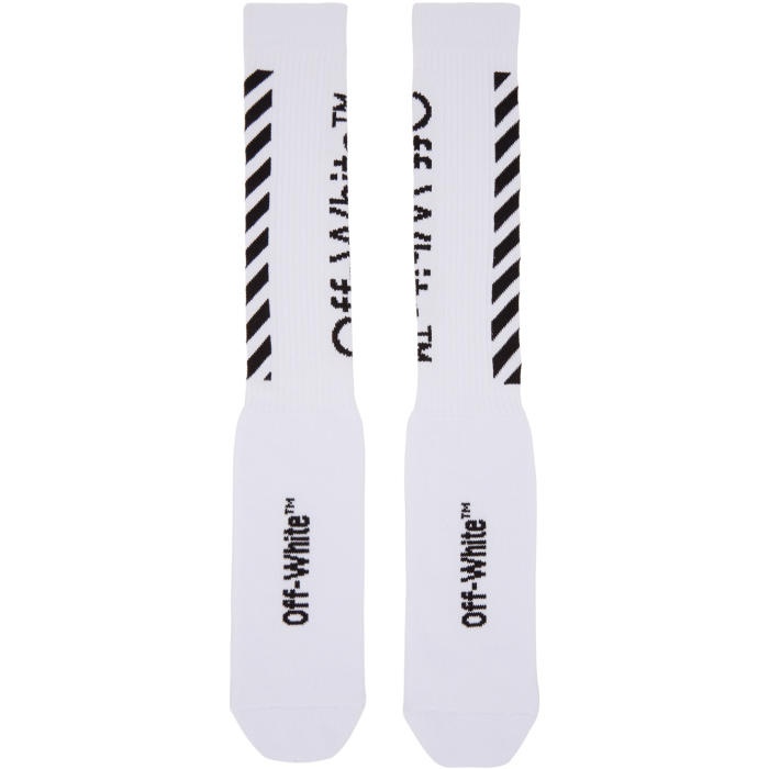Photo: Off-White White Diagonal Logo Socks