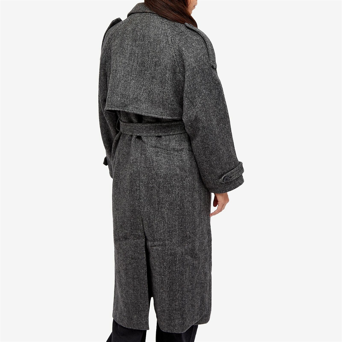 Meotine Women's Bea Wool Coat in Herringbone/Black/Grey