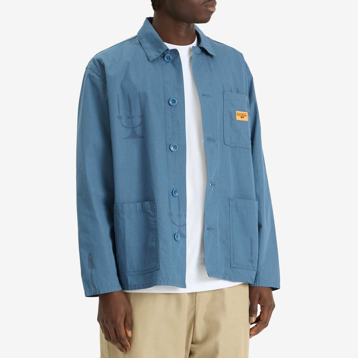 Service Works Men's Poplin Printed Chore Shirt in Slate