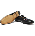 Gucci - Brixton Horsebit Collapsible-Heel Appliquéd Leather Loafers - Men - Black