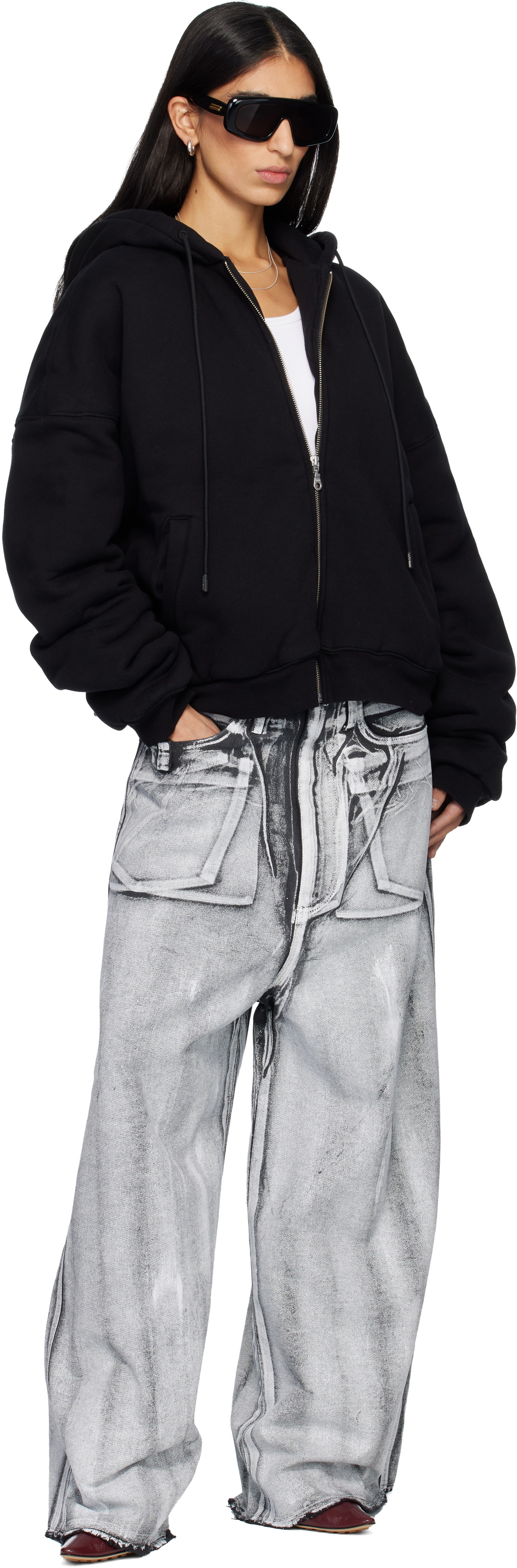LU'U DAN SSENSE Exclusive Black Wadded Hoodie