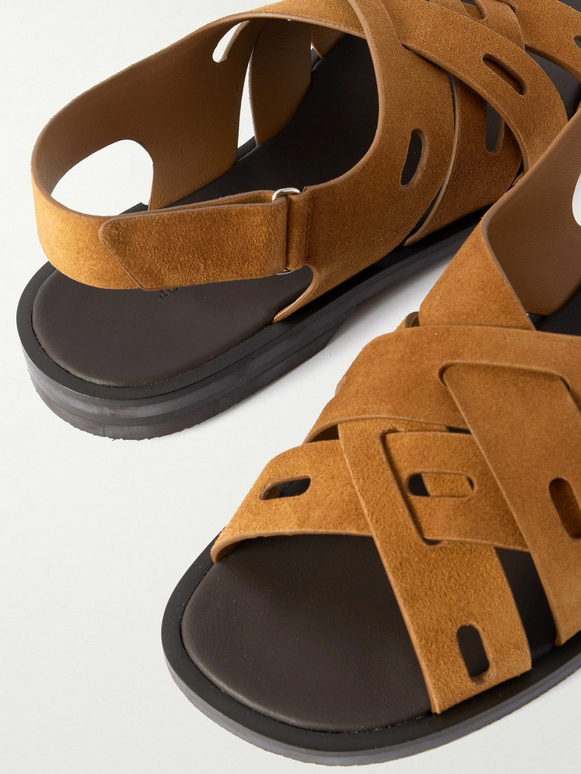 John Lobb - Seaford Cutout Suede Sandals - Brown John Lobb