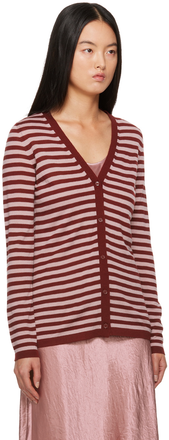 Max Mara Leisure Pink & Red Striped Cardigan