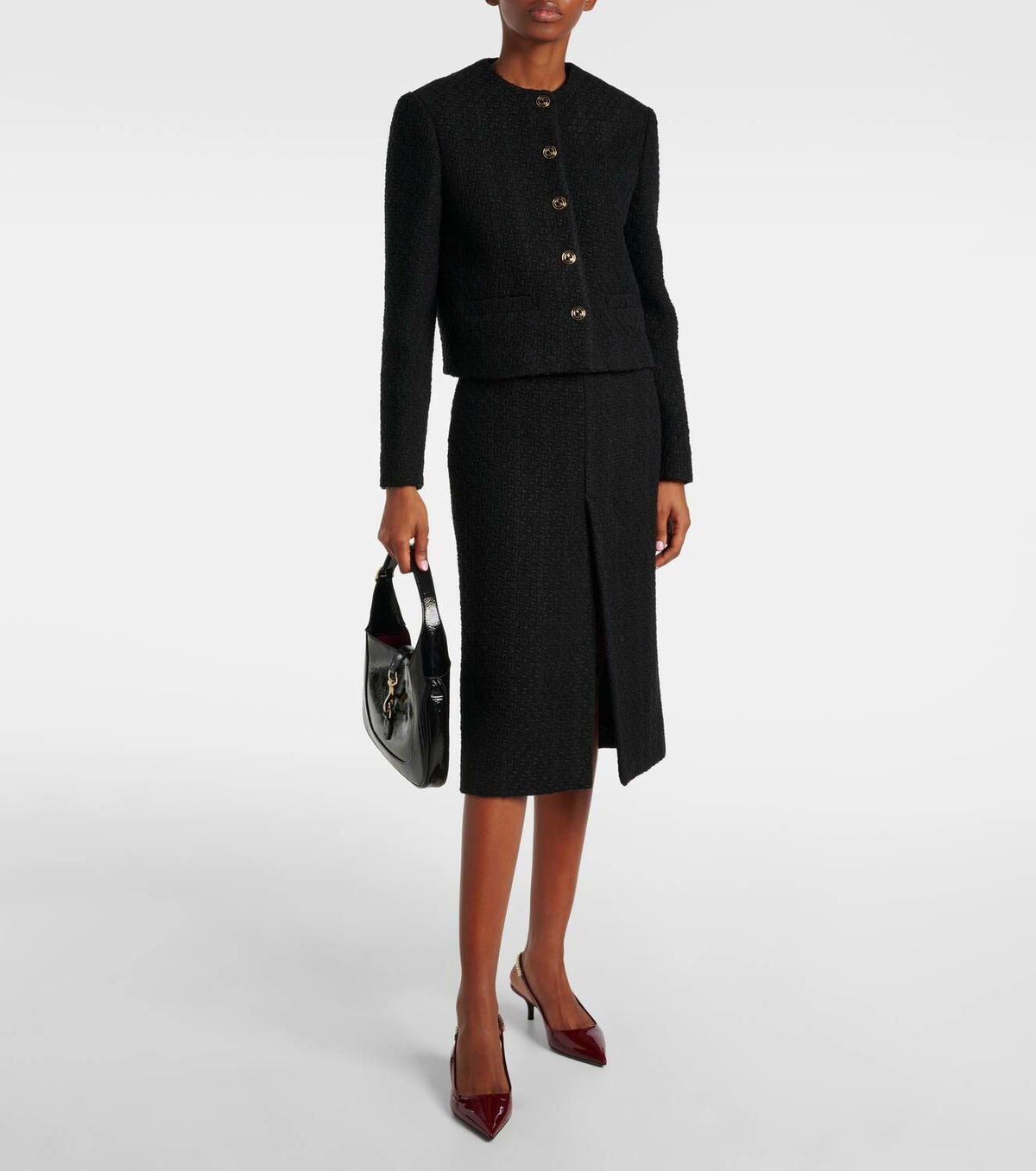 Gucci Wool-blend tweed midi skirt