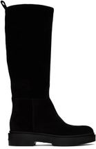Santoni Black Suede Boots