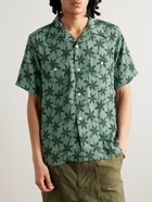 Needles - Convertible-Collar Crinkled Floral-Jacquard Shirt - Green