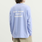 Drôle de Monsieur Men's Washed Long Sleeve Slogan T-shirt in Blue