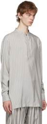 Ermenegildo Zegna Couture Grey & White Silk Striped Shirt