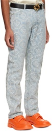 Casablanca Blue Bleached Classic Monogram Jeans